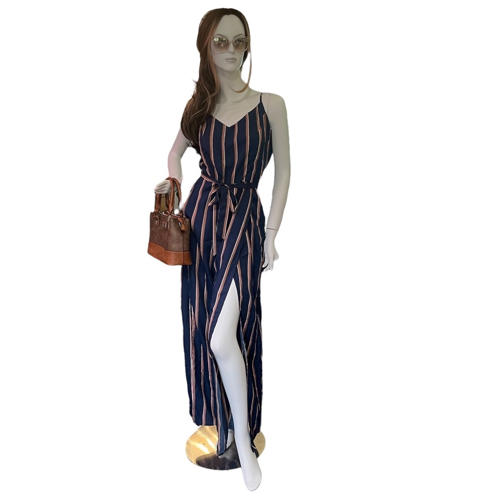 Thread Story Jumpsuit W/Over Lap Pant Leg,Woman’s Size L, Front Tie Up Belt, NWT